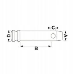 Lower link pin 28x54mm thread 7 8 ca