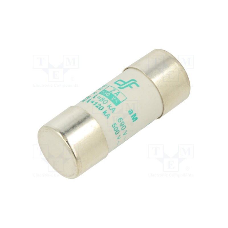 1 pcs x DF ELECTRIC - 442102 - Fuse: fuse, aM, 2A, 690VAC, ceramic,cylindrical,industrial