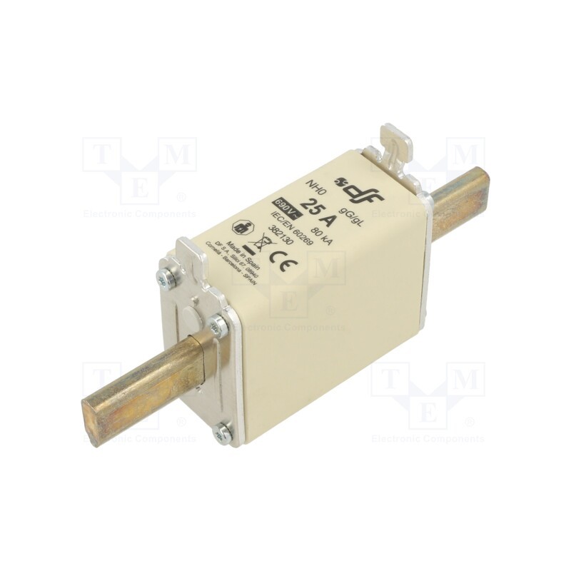 1 pcs x DF ELECTRIC - 382130 - Fuse: fuse, gG, 25A, 690VAC, 440VDC, ceramic, NH0