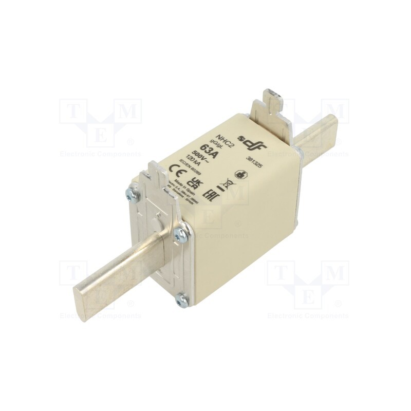 1 pcs x DF ELECTRIC - 381325 - Fuse: fuse, gG, 63A, 500VAC, 250VDC, ceramic, NHC2