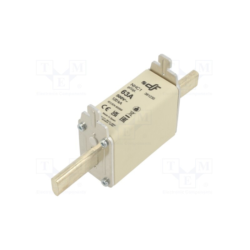 1 pcs x DF ELECTRIC - 381235 - Fuse: fuse, gG, 63A, 500VAC, 250VDC, ceramic, NHC1