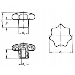 63361050 star knob m10x50