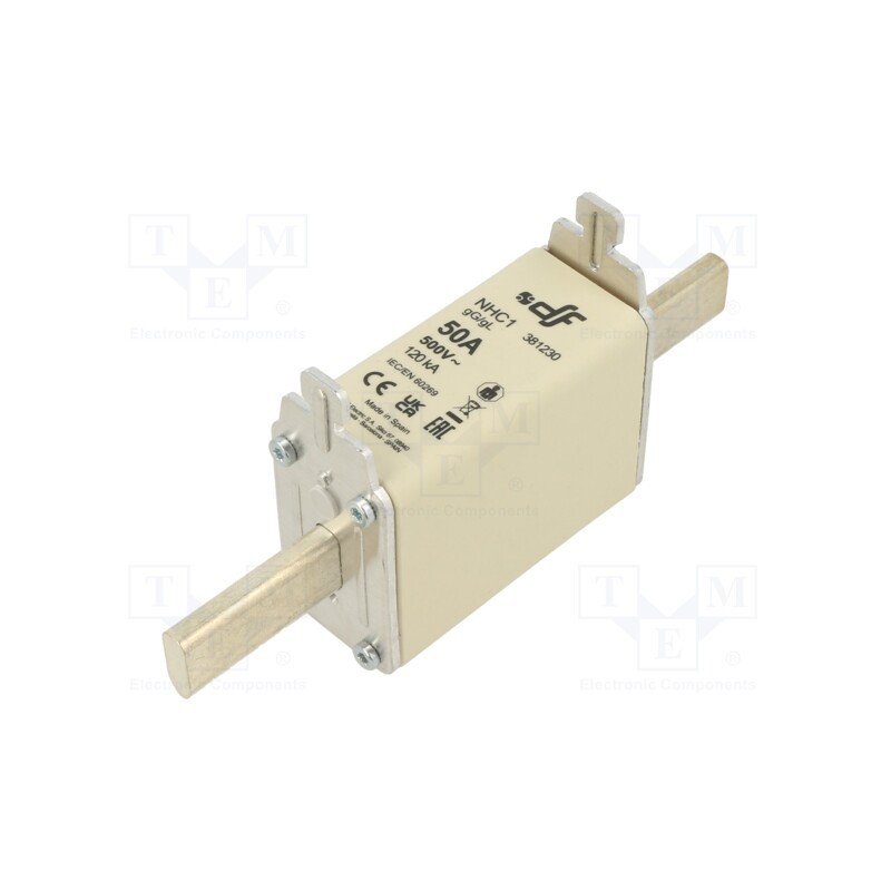 1 pcs x DF ELECTRIC - 381230 - Fuse: fuse, gG, 50A, 500VAC, 250VDC, ceramic, NHC1