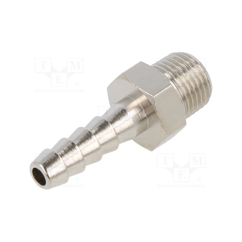 2 pcs x PNEUMAT-3040 6-1/8 - Push-in fitting, connector pipe, nickel plated brass, 6mm