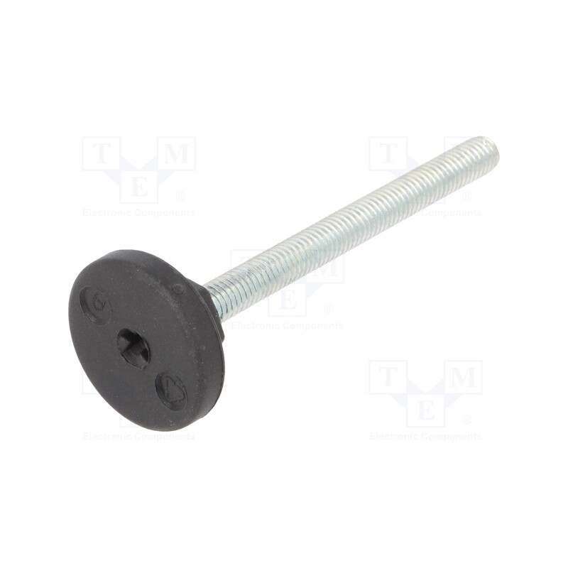 1 pcs x ELESA+GANTER - LX.25-SW13-M6X64-S - Foot, rigid,with screwdriver slot,with lever, Base dia: 25mm, M6