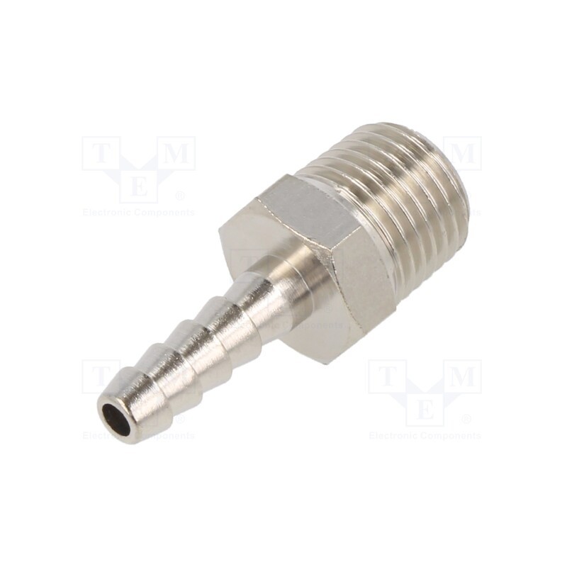 2 pcs x PNEUMAT-3040 6-1/4 - Push-in fitting, connector pipe, nickel plated brass, 6mm