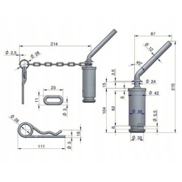 Upper hitch hook pin C 360 original Ursus