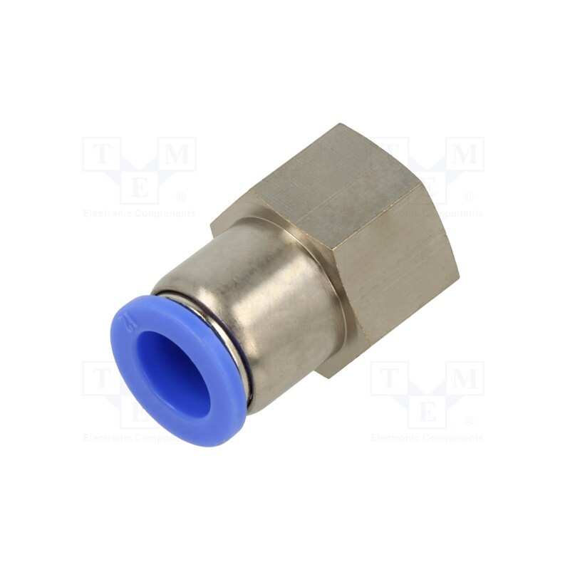 1 pcs x PNEUMAT-124.012-12 - Push-in fitting, straight, -0.95÷15bar, nickel plated brass
