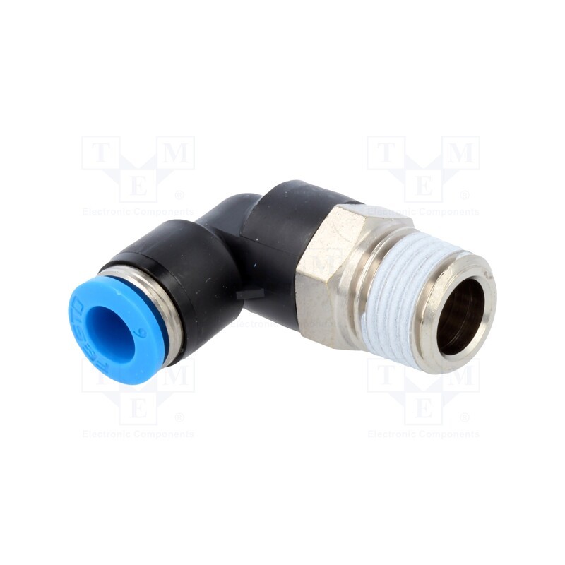 1 pcs x FESTO-153047 - Push-in fitting, angled 90°, -0.95÷6bar, Gasket: NBR rubber, QS