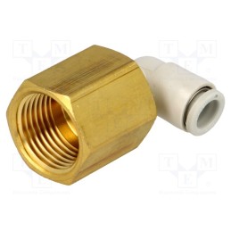 1 pcs x SMC-KQ2LF06-03A - Push-in fitting, threaded,angled 90°, -1÷10bar, Thread: Rc 3/8'