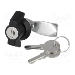 1 pcs x ROZTOCZE - 2.PM18.002-18 - Lock, zinc and aluminium alloy, 18mm, black finish, Kit: key x2
