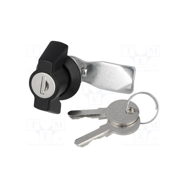 1 pcs x ROZTOCZE - 2.PM18.002-18 - Lock, zinc and aluminium alloy, 18mm, black finish, Kit: key x2