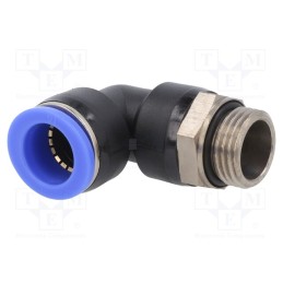 1 pcs x PNEUMAT-125.012-16 - Push-in fitting, angled, -0.95÷15bar, PBT, Thread: G 1/2', 0÷60°C