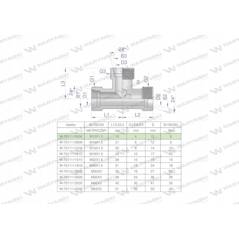 Hydraulic tee meter bbb m12x1 5 06l 2 pcs