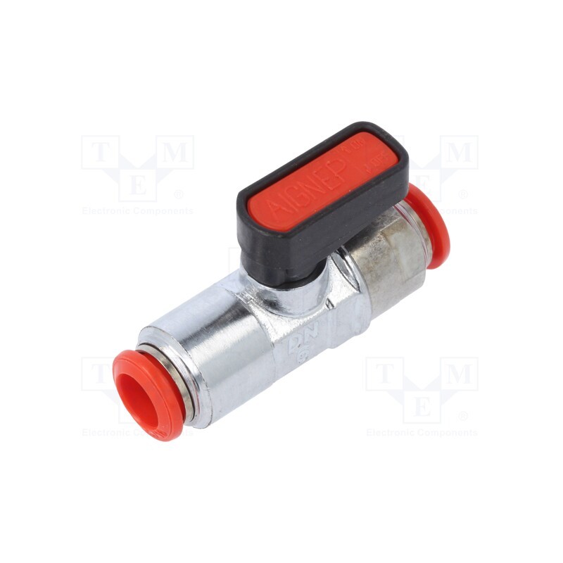 1 pcs x PNEUMAT-1702245 - Mechanical ball valve, max.20bar, nickel plated brass, 8mm