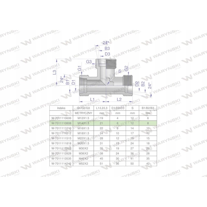 Hydraulic tee meter bbb m14x1 5 08l 2 pcs