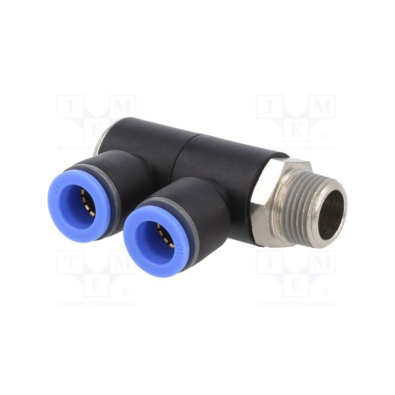 1 pcs x PNEUMAT-164.038-10 - Plug-in distributor, -0.95÷15bar, nickel plated brass,PBT