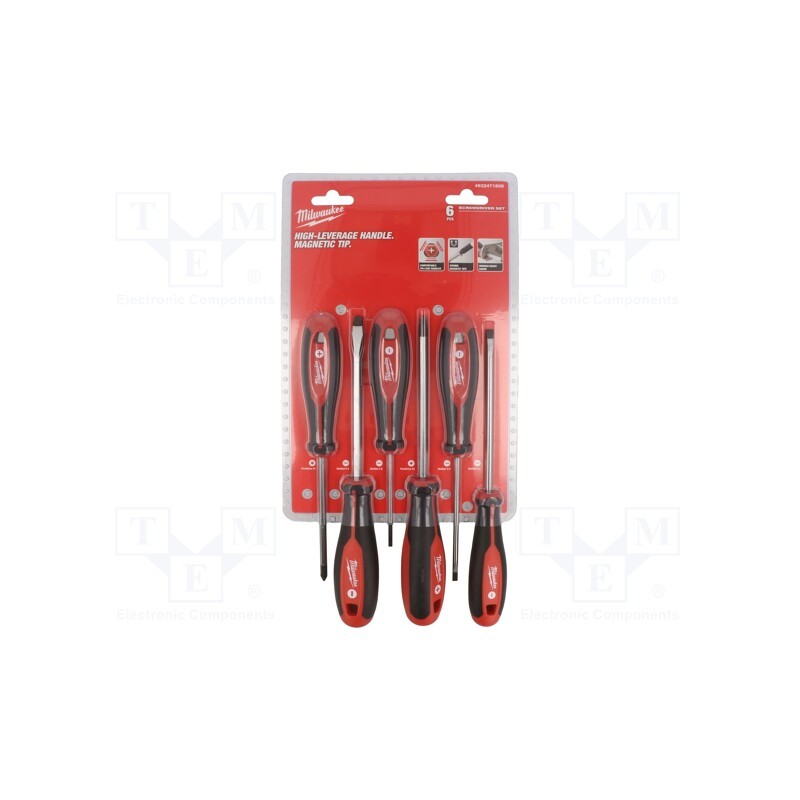 1 set x Milwaukee - 4932471806 - Kit: screwdrivers, Pozidriv®,slot, 6pcs.