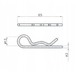 Galvanized cotter pin, diameter 3 mm, length 60 mm