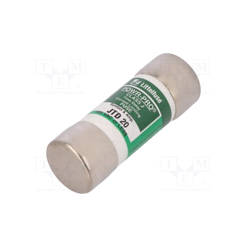 1 pcs x LITTELFUSE - JTD020 - Fuse: fuse, time-lag, 20A, 600VAC, 300VDC, industrial, 20.6x57.2mm