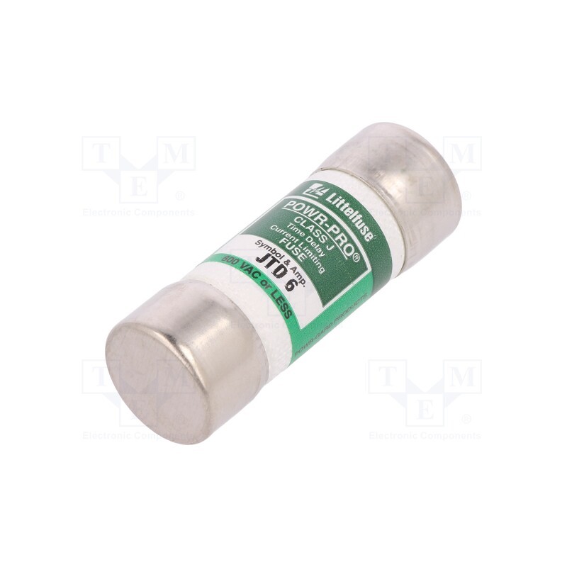 1 pcs x LITTELFUSE - JTD006 - Fuse: fuse, time-lag, 6A, 600VAC, 300VDC, industrial, 20.6x57.2mm