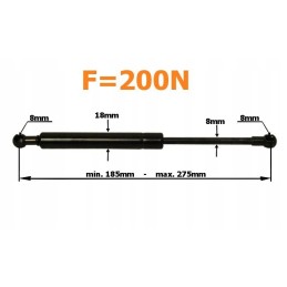 Gas shock absorber 185 275mm 200n zetor door