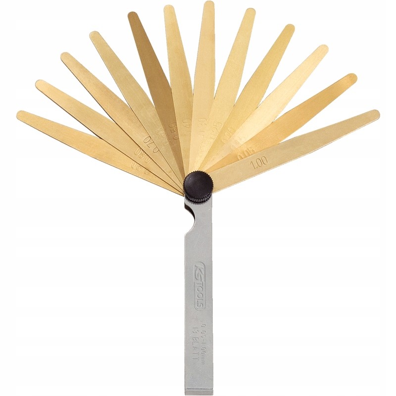 Antimagnetic brass feeler gauge with 8 plates