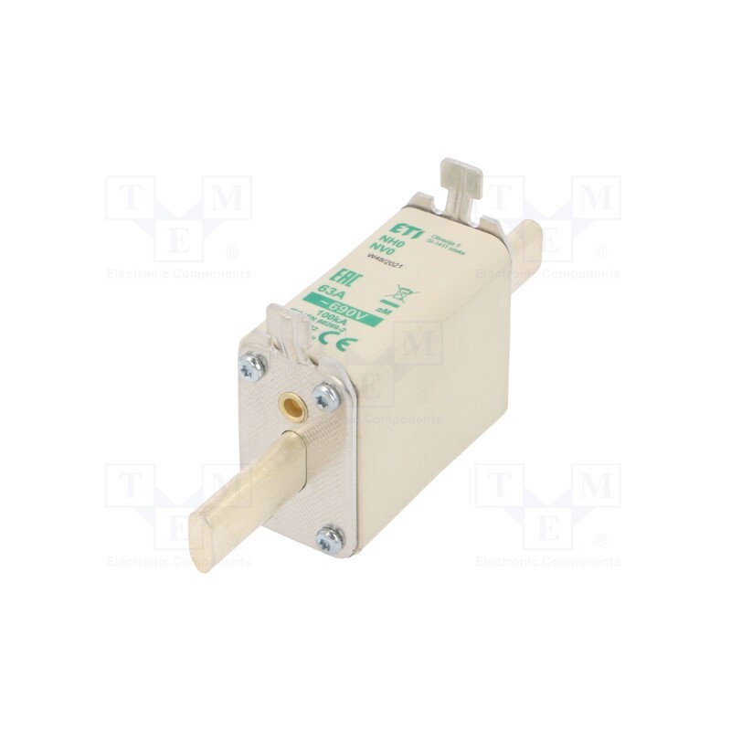 1 pcs x ETI POLAM - 4112132 - Fuse: fuse, aM, 63A, 690VAC, ceramic,industrial, NH0, WT-NH