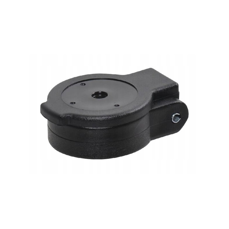 Quick connector socket cover with a hole for a clip marked