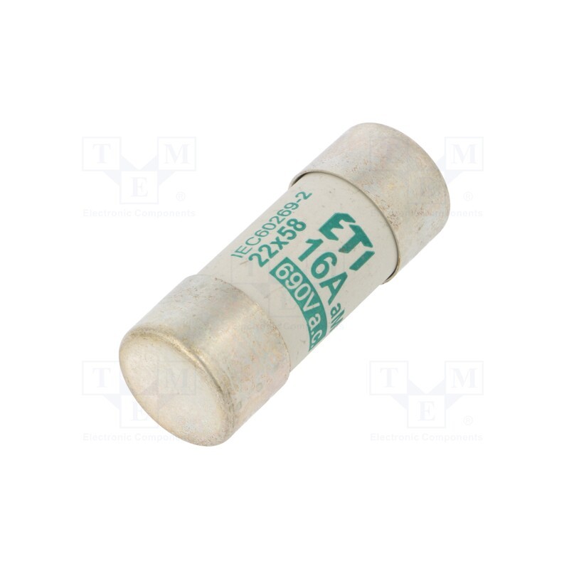 1 pcs x ETI POLAM - 2641009 - Fuse: fuse, aM, 16A, 690VAC, cylindrical,industrial, 22x58mm