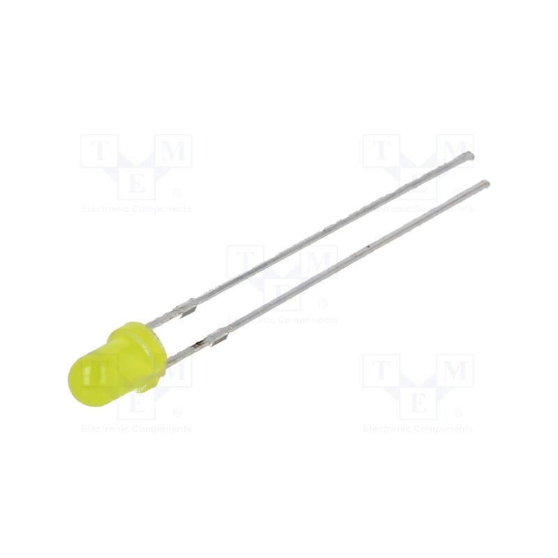 1 pcs x OPTOSUPPLY - OSY5LU3164A-5V - LED, 3mm, yellow, 45÷68mcd, 60°, Front: convex, 5V, No.of term: 2