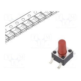 5 pcs x E-SWITCH - TL3305CF260QG - Microswitch TACT, SPST, Pos: 2, 0.05A/12VDC, SMD, none, 1.57N, 7mm