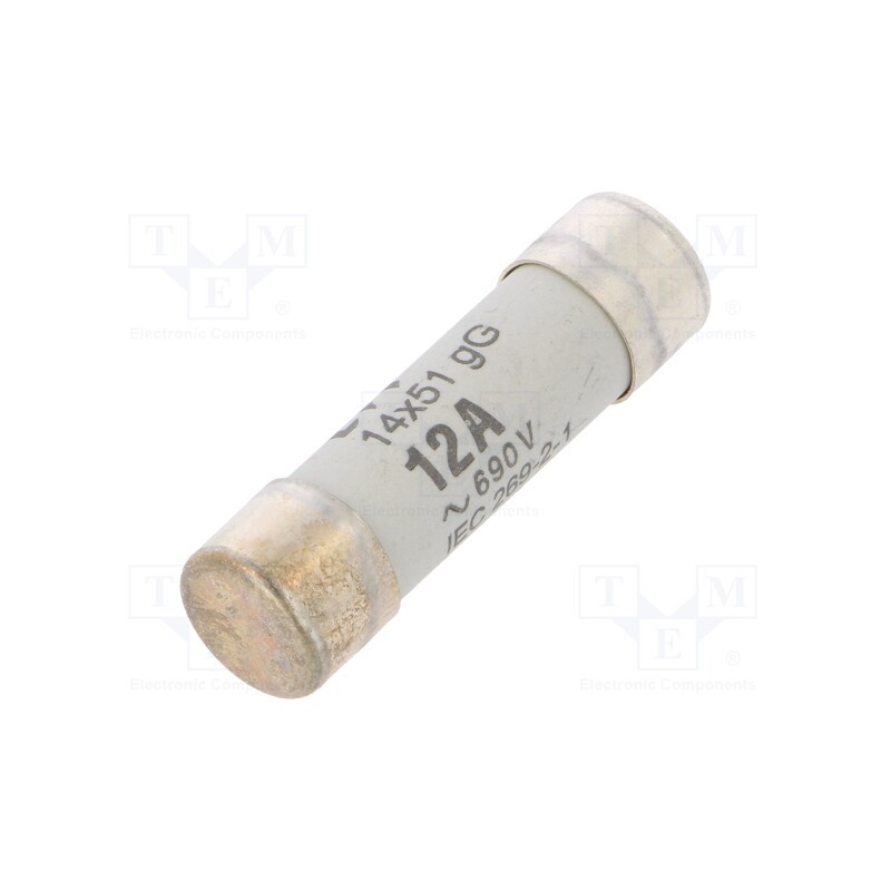 1 pcs x ETI POLAM - 2630008 - Fuse: fuse, gG, 12A, 690VAC, cylindrical,industrial, 14x51mm