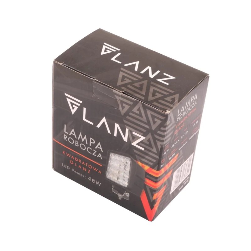 Square work lamp 48w 16 LED glanz