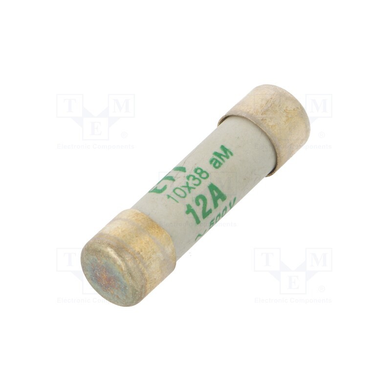 1 pcs x ETI POLAM - 2621008 - Fuse: fuse, aM, 12A, 500VAC, cylindrical, 10.3x38mm