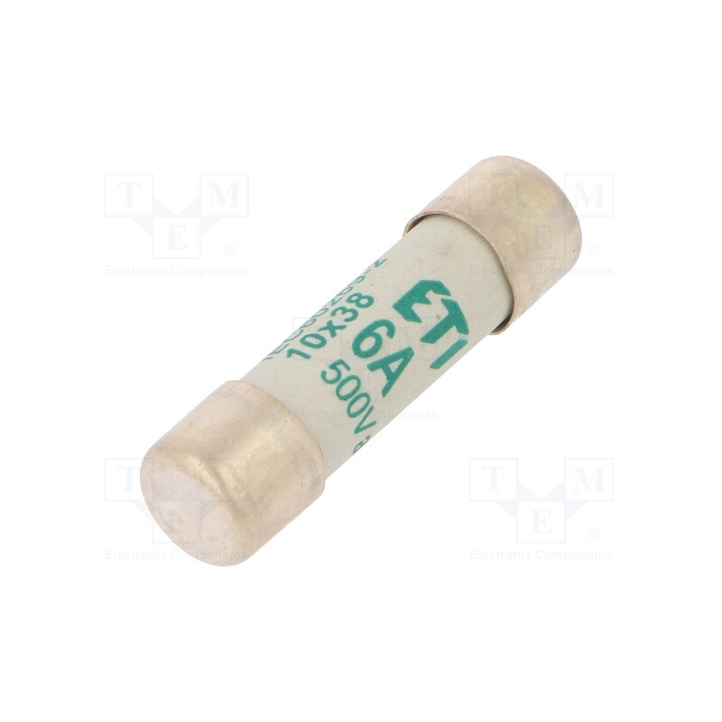 1 pcs x ETI POLAM - 2621005 - Fuse: fuse, aM, 6A, 500VAC, cylindrical, 10.3x38mm