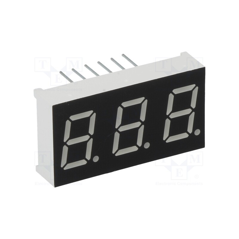 1 pcs x WENRUN - LTD040AAG-101-02 - Display: LED, 7-segment, 10.16mm, 0.4', No.char: 3, green, 6.5mcd