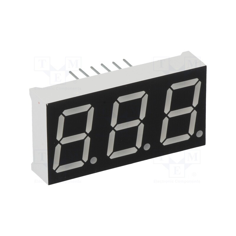 1 pcs x OPTO Plus LED - OPD-T5620YG-BW - Display: LED, 7-segment, 14.2mm, 0.56', No.char: 3, yellow-green