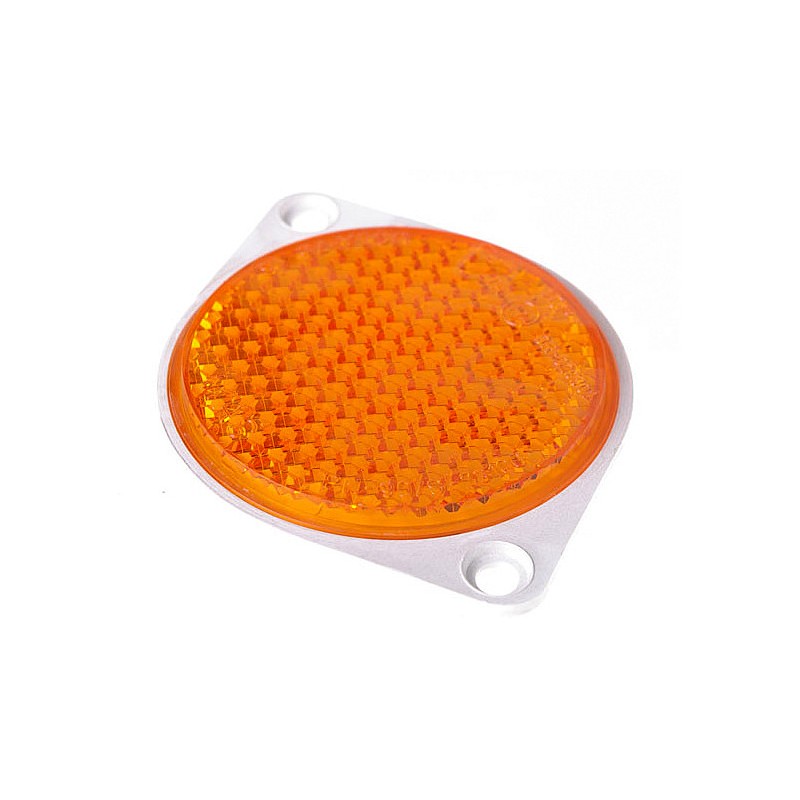 Orange reflector, round with screw-on ears