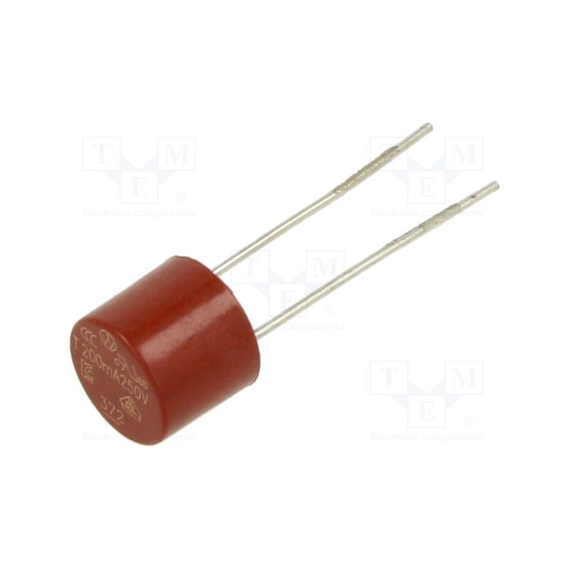 1 pcs x LITTELFUSE - 37202000001 - Fuse: fuse, time-lag, 200mA, 250VAC, THT, TR5, copper, 372, 5.08mm
