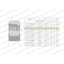 Metric hydraulic nut M16x1 5 Warynski