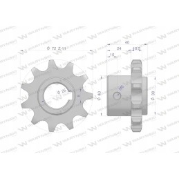 Hardened steel chain wheel with 11 3 4 diameter 25