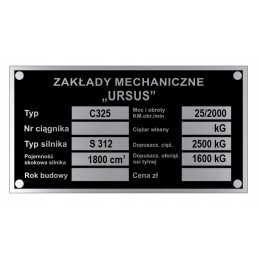 Ursus c 325 c325 nameplate