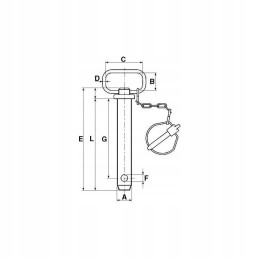Hitch pin with chain and cotter pin 38x192 m