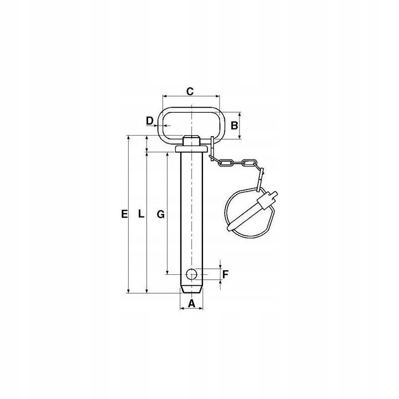Hitch pin with chain and cotter pin 38x192 m