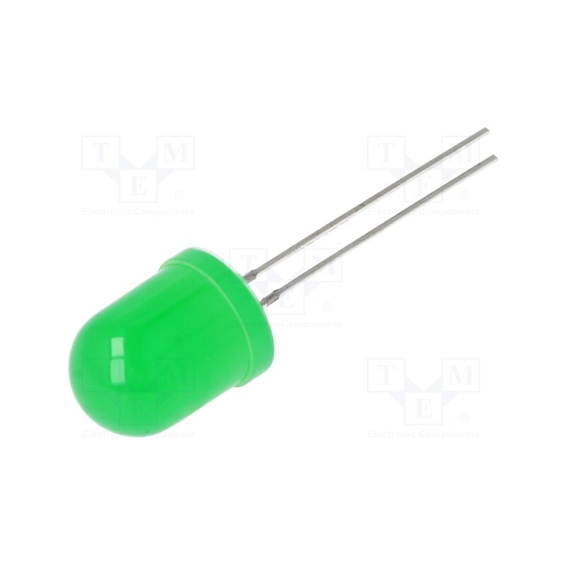 1 pcs x OPTOSUPPLY - OSG58AA134A-1MA - LED, 10mm, green, 1120÷2180mcd, 30°, Front: convex, 2.8÷3.4V, 102mW