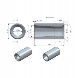 Front loader tine bush for tine 1200mm, Warynski tur