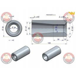 Tine sleeve 680 810 1100mm for Warynski loader