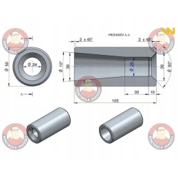 Tine sleeve 680 810 1100mm for Warynski loader