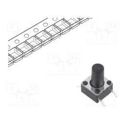 1 pcs x SCHURTER - 1301.9319.24 - Microswitch TACT, SPST-NO, Pos: 2, 0.05A/12VDC, SMT, 1.6N, 6x6mm